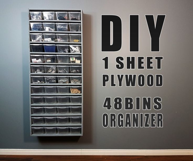 the diy shelf plywood 48 bins organizer wall decal is on display