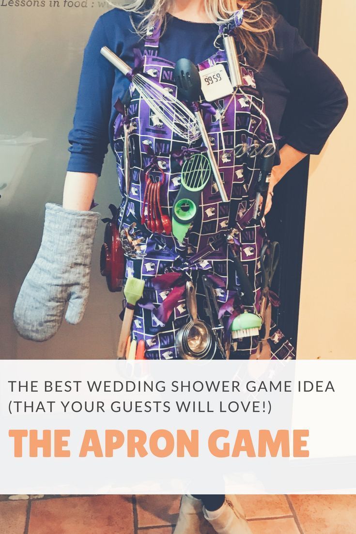 the best wedding shower game idea that your guests will love is the apron game,