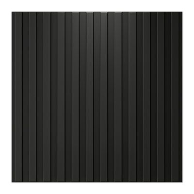 a black wall with vertical lines on the bottom, and horizontal stripes on the top