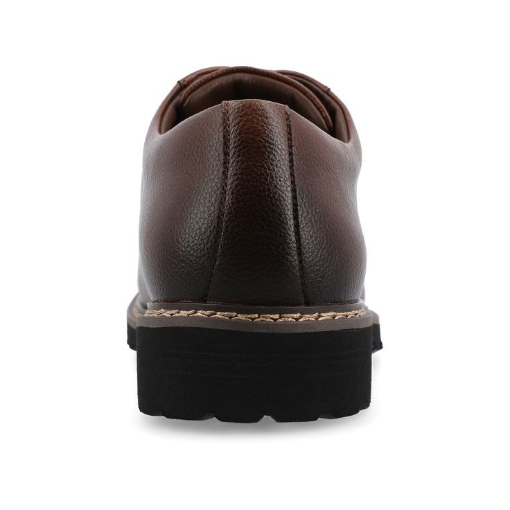 Introducing the Martin plain toe derby by Vance Co. These professional-style shoes are crafted with premium vegan leather, offering a sleek and business-savvy look. Featuring a 12 mm Tru Comfort Foam™ insole and a lace-up design, they provide all-day comfort and a secure fit. With a 1-1/4 inch block heel, round-toe shape, and padded tongue for extra comfort, the Martin derby combines professional style with maximum comfort, making it an ideal choice for the office or any occasion. Business Faux Leather Oxfords With Plain Toe, Business Faux Leather Plain Toe Oxfords, Faux Leather Plain Toe Oxfords For Business, Plain Toe Faux Leather Oxfords For Business, Office Faux Leather Shoes With Plain Toe, Cushioned Leather Shoes For Business Casual, Office Faux Leather Oxfords With Pointed Toe, Faux Leather Oxfords With Pointed Toe For Office, Office Faux Leather Pointed Toe Oxfords