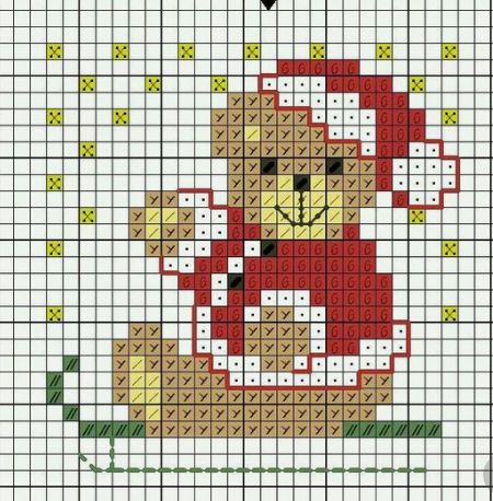 a cross stitch pattern with a teddy bear on it