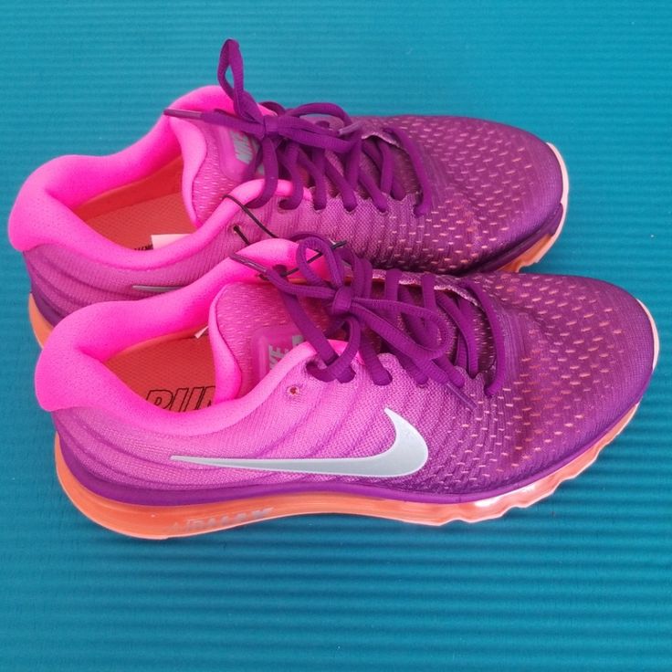 Purple, Pink And Orange Nike Air Max Running Shoe. Brand New. 8.5 Purple Sneakers With Air Max Cushioning For Jogging, Purple Sneakers With Air Cushioning For Jogging, Purple Running Shoes With Cushioned Footbed, Purple Cushioned Running Shoes, Sporty Purple Running Shoes With Air Cushioning, Purple Round Toe Sneakers For Running Errands, Purple Running Shoes With Air Max Cushioning For Jogging, Purple Sneakers With Boost Midsole For Casual Wear, Purple Synthetic Running Shoes