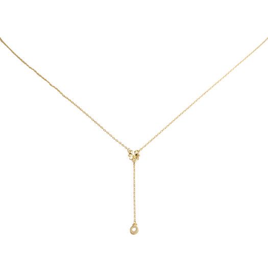 Cubic Zirconia 14k Gold Plated Flower Charm Lariat Necklace by World Market Classic Drop Necklace With Adjustable Chain As Gift, Classic Drop Necklace With Adjustable Chain For Gifts, Gift Lariat Necklace With Teardrop Pendant And Adjustable Chain, Dainty Yellow Gold Necklace With Adjustable Length, Teardrop Pendant Lariat Necklace With Adjustable Chain As Gift, Classic Lariat Necklace Gift, Classic Lariat Necklace For Gifts, Delicate Charm Necklaces With Adjustable Chain For Formal Occasions, Delicate Charm Necklaces With Adjustable Chain For Formal Events