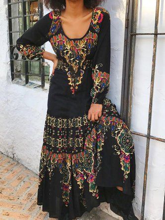 Boho Styl, Boho Mode, Maxi Dress Outfit, Stil Boho, Vintage Boho Fashion, Loose Maxi Dress, Beach Maxi Dress, Flowy Maxi Dress, Crewneck Dress