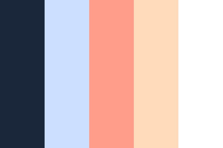 the color palette is blue, pink and orange