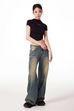 Looking for the perfect pair of jeans for your everyday look? nightcity clothing's Sandblast Straight Fit Jeans make a statement no matter where you wear them. Crafted from faded denim, these jeans provide a casual feel that pairs with any top to create an effortless, timeless ensemble. With their easy fit, this style can be mixed and matched with any outfit, allowing you to transition from day to night in a breeze. Gender: WomenMaterial: Denim, PolyesterPants Length: Ankle-LengthWaist Type: Low Urban Style Faded Mid-rise Jeans, High Rise Washed Flare Jeans For Streetwear, Urban Faded Mid-rise Jeans, Edgy Faded Cotton Jeans, Urban Style High Rise Faded Flare Jeans, Urban High Rise Faded Flare Jeans, Urban Faded Flare Jeans With Five Pockets, Edgy Straight Leg Faded Jeans, Edgy Faded Jeans With Five Pockets