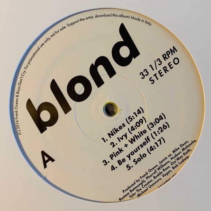 the label for blond's single album is shown in black and white on a white background