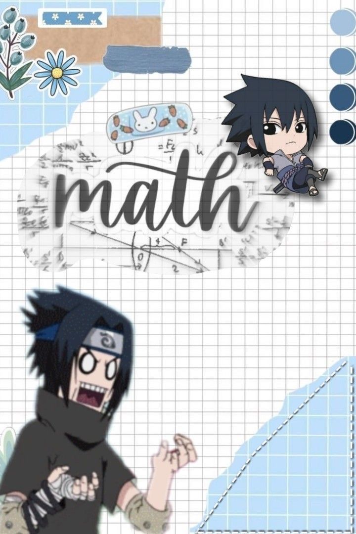 an anime character with the word math in front of him and two other characters behind him