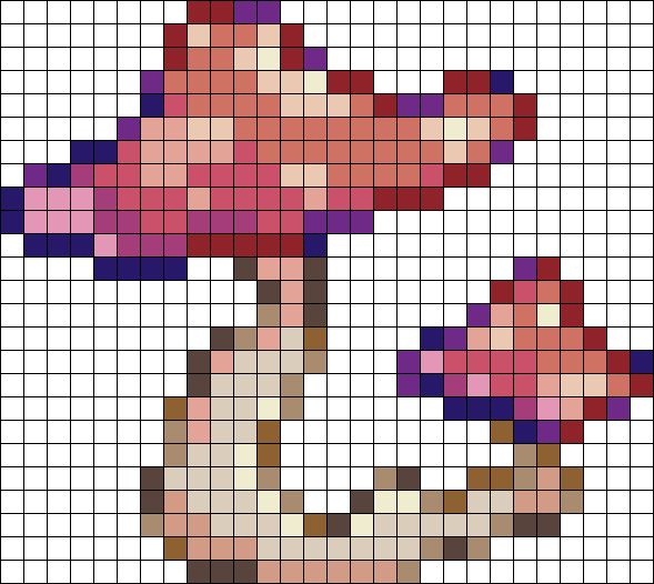 a cross stitch pattern with an image of a mushroom on it's back side