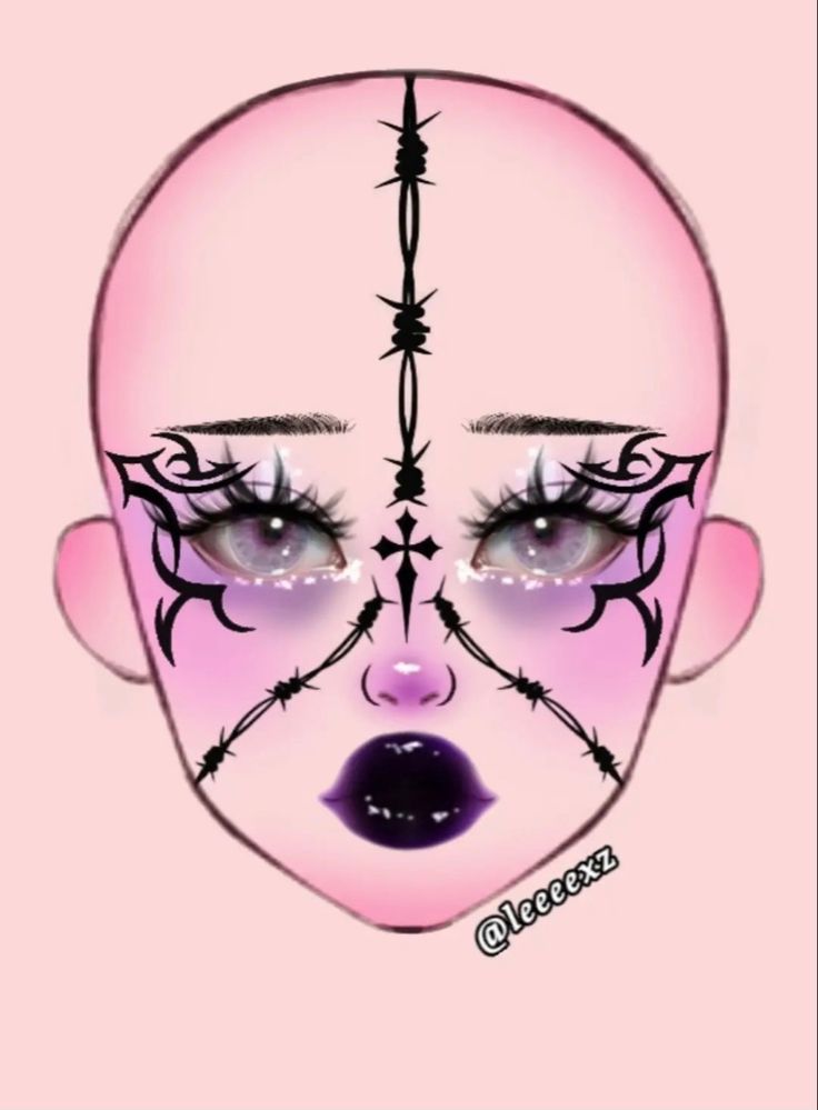 Makeup Template, Maquillage Goth, Eyeliner Wings, Goth Eye Makeup, Cool Makeup, Makeup Charts, Vampire Bride, Anime Eye Makeup, Tiktok Makeup