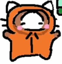 an image of a cartoon cat wearing a hoodie with eyes closed and ears wide open