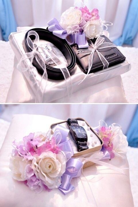 two pictures of the same cell phone on top of a wedding dress with flowers in it