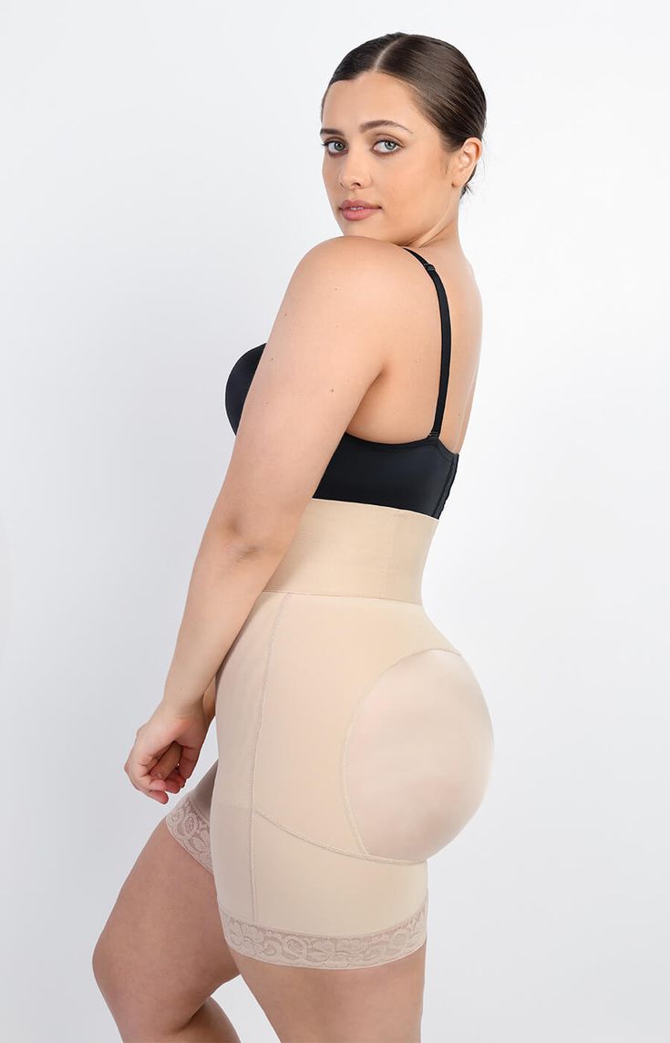 AirSlim® Boned Sculpt High Waist Shorts | Butt Lifter Shorts Beige Shapewear With Built-in Bra, Short Length, Sculpting Shapewear With Built-in Shorts, High-waisted Smoothing Shapewear Shorts, Smoothing High-waisted Shorts Shapewear, Sculpting Smoothing Bottoms Mid-thigh Length, Compressive Shapewear Bottoms With Built-in Bra, Sculpting Smoothing Mid-thigh Bottoms, High-waisted Compression Shapewear Shorts, Compressive High-waist Shapewear Bottoms