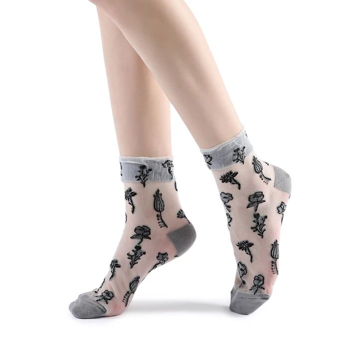 Product Details Roses are gifts for lovers. The Lady Flora Scallop Sheer Ankle Sock commands love and attention with the subtlest of details. The Lady Flora features delicate stretchy nylon blend sheer fabric paired with a subtle floral icon embroidered pattern. The feminine touch is completed with a double-layered sca Ankle Sock, Cuff Detail, Sheer Fabric, Grey Floral, The Lady, Mary Jane Shoes, For Lovers, Ankle Socks, Sheer Fabrics