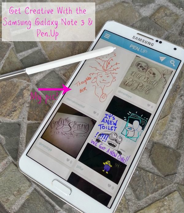 the samsung galaxy note 3 and pen is next to each other on a stone floor