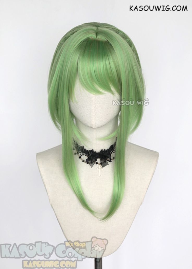 Nanamine Sakura, Green Bob, Anime Haircut, Kawaii Wigs, Anime Wigs, Green Wig, Cosplay Hair, Kawaii Hairstyles, Hair Inspiration Short