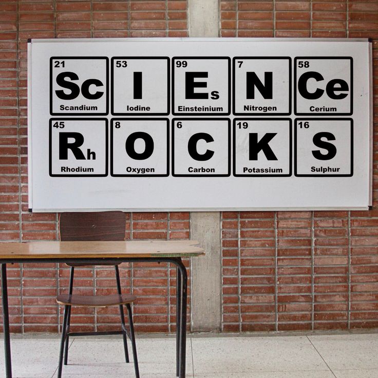 Science Rocks Decal with Periodic Table of Elements, Science wall decal Physics Room Decor Classroom Ideas, Biology Room Decor Classroom Ideas, Life Science Decorations, Science Lab Wall Painting, Science Lab Decoration Ideas, Periodic Table Decor, Science Lab Posters, Science Teacher Door Decorations, Science Wall Art Classroom