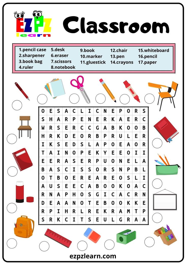 a classroom word search is shown in this image