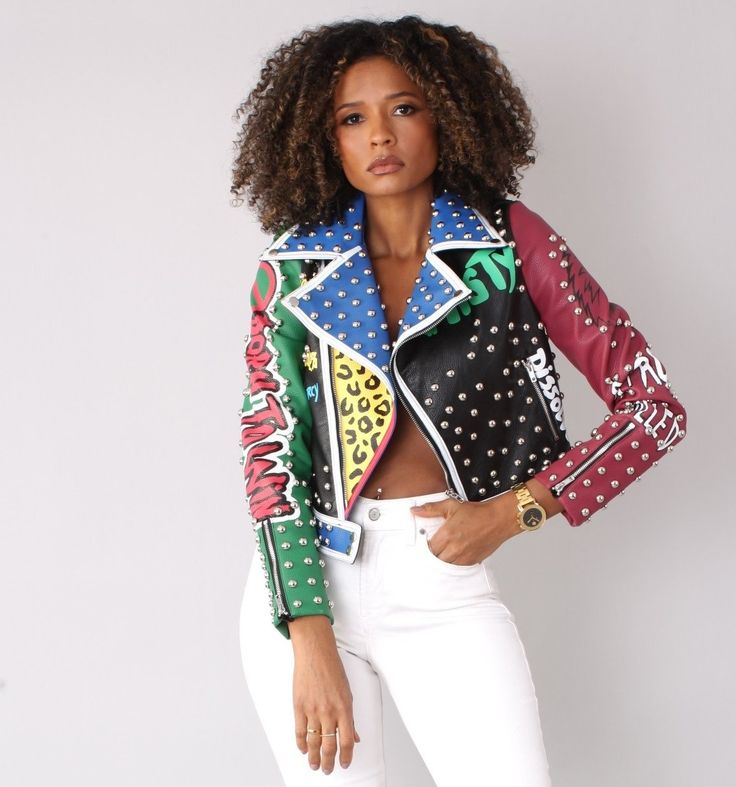 For Her NYC 81773 1 Piece Graffiti Leather Jacket Color: Multi Sizes: S, M, L, XL, 1X, 2X Leather Jackets, Fashion Inspo Outfits, 1 Piece, Graffiti, Fashion Inspo, Leather Jacket, Leather, Color