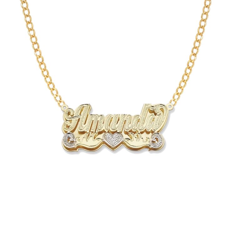 "The most unique jewelry you can find, a perfect gift for your friend, family or for yourself! It's a customized necklace. You can add name or any word. The necklace is available in 10K and 14K Gold with Cuban link chain (16\", 18\"). The approximate weight is: - 9gr in Large size - 7gr in Small size The nameplate necklace available in 2 sizes: - 45mm (1.75\") length x 17mm (0.60\") height - 35mm (1.30\") length x 15mm (0.50\") height Order this perfect personalized necklace today!" Customized Yellow Gold Pendant Name Necklace, Gold Plated Nameplate Necklace For Anniversary, Customizable Nameplate Necklace In White Gold, Custom Name Gold Plated Necklace For Anniversary, Customizable White Gold Nameplate Necklace, Customized Yellow Gold Necklace For Anniversary, Customized Yellow Gold Nameplate Jewelry, Anniversary Gold Plated Custom Name Necklace, Personalized White Gold Nameplate Necklace