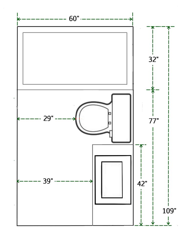 the standard toilet is shown with measurements