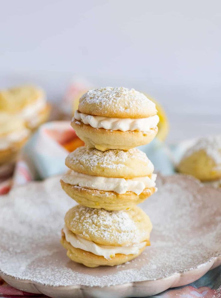 a stack of cookies sitting on top of a plate