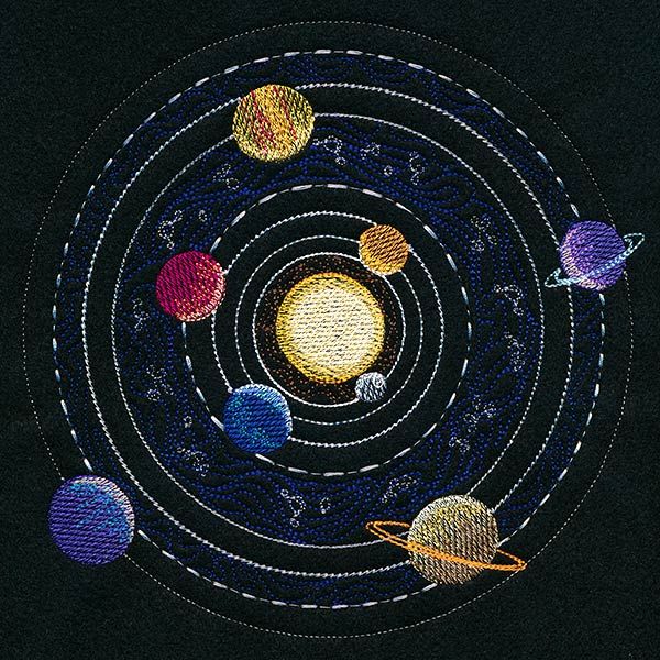 the solar system is depicted in this embroidery pattern