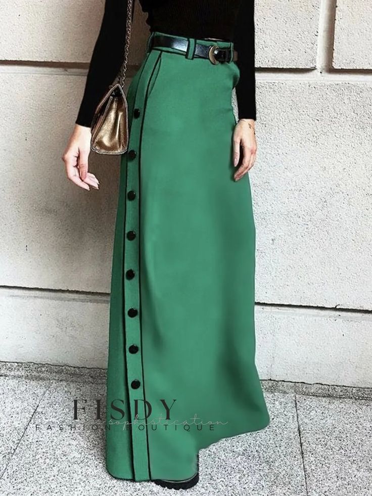 2 Detail Couture, Long Skirts For Women, Green Skirt, Skirt Design, Mode Inspiration, Skirt Pattern, Types Of Skirts, Fashion Details, Skirt Outfits