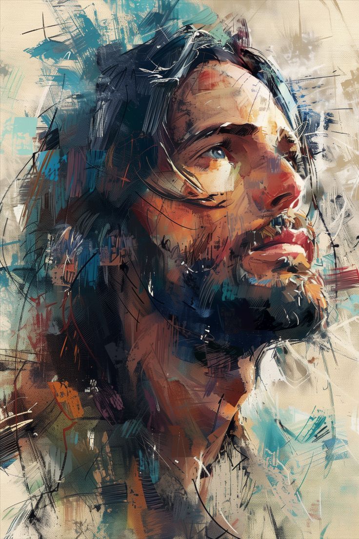 an artistic painting of a man's face