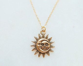 Friendship Soulmate, Sun And Moon Necklace, Grandma Necklace, Moon Pendant Necklace, Gold Sun, Moon Charm, Sun And Moon, Moon Pendant, Moon Necklace