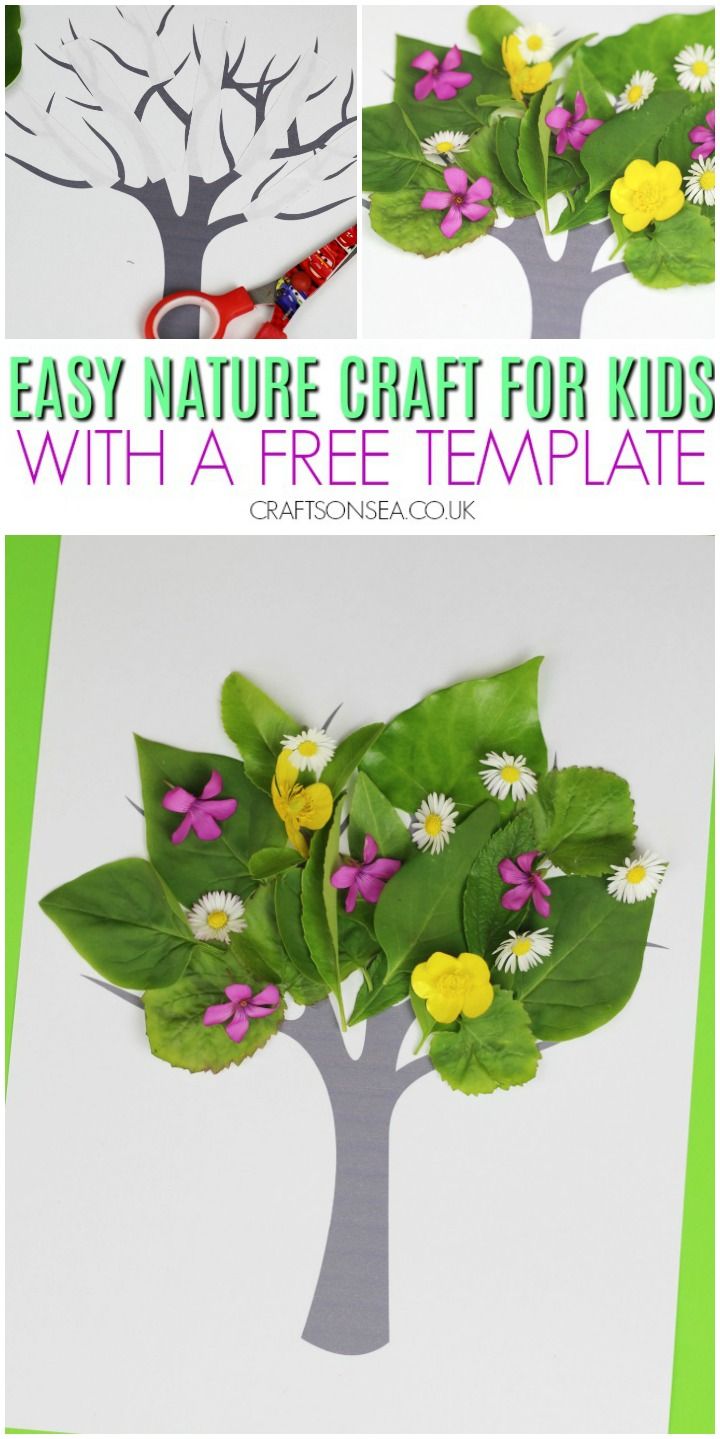 an easy nature craft for kids to make with paper flowers and leaves on the tree