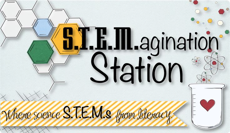 there is a science poster with the words st e m agnation station on it