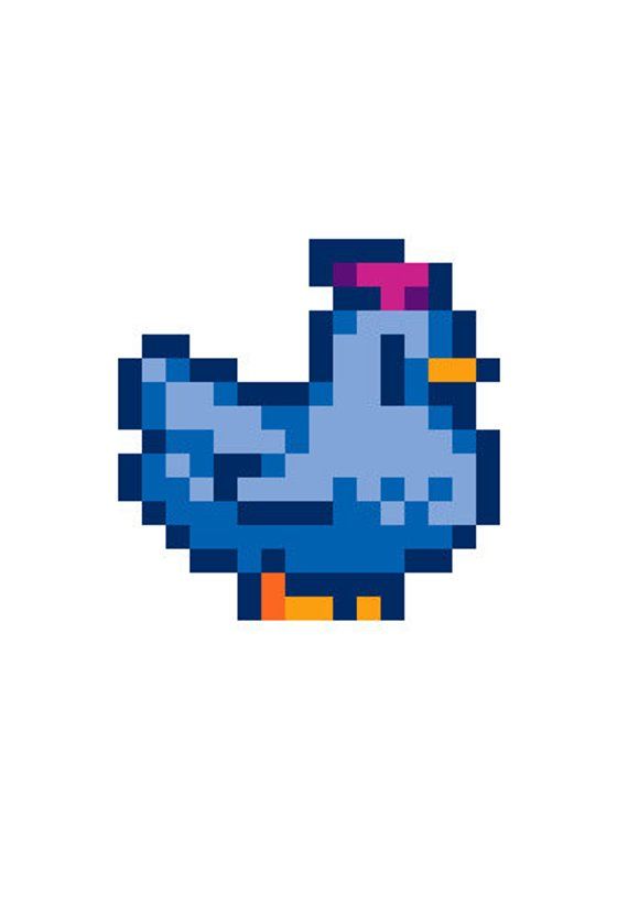 a pixellated image of a blue bird