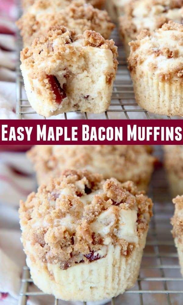 easy maple bacon muffins on a cooling rack with the words, easy maple bacon muffins