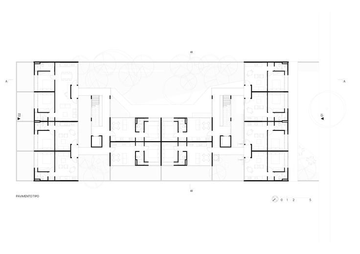 the floor plan for an office building with multiple floors and several rooms, all in one area