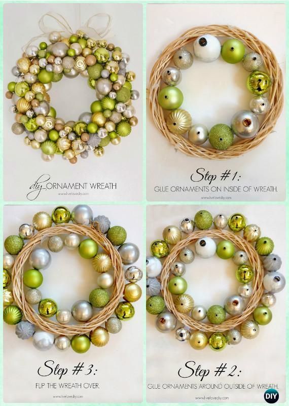 four steps to make a beaded wreath