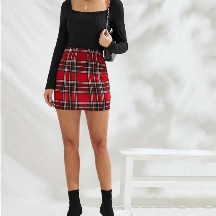 Super Cute Red Plaid Skirt. Very Flattering. A Closer Must Have ! Trendy Red Fitted Skirt, Red Fitted Trendy Skirt, Trendy Fitted Red Skirt, High Waist Red Skirt For Winter, Red Fitted High Waist Skort, Trendy Fitted Red Mini Skirt, Trendy Red Winter Skirt, Casual Red Fitted Skirt, Red High Waist Mini Skirt For Fall