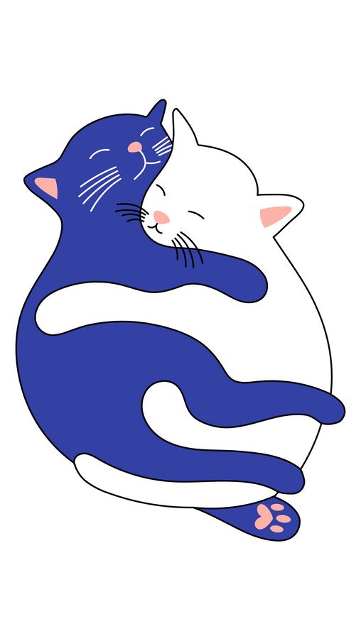 two cats hugging each other in the shape of a ball