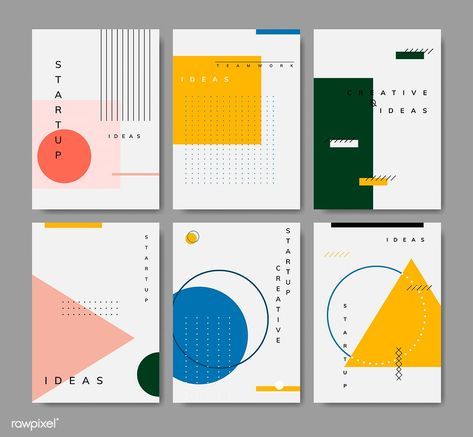 four different posters with geometric shapes