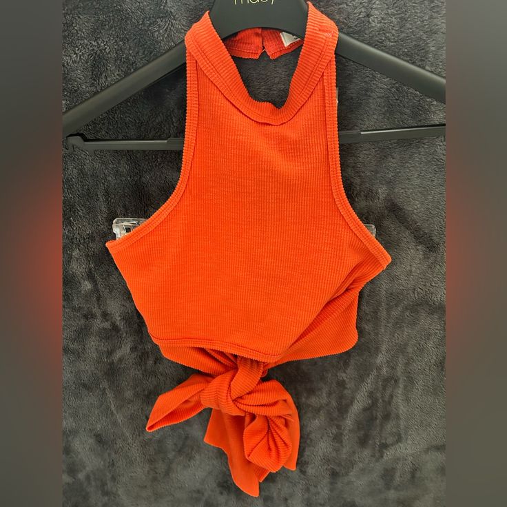 Gorgeous, Red/Orange, Halter With Long Bottom Wrap Ties. Size S, Meant For Small Chest. Stretchy Rib Knit ( Soft And Thick Enough To Wear Without A Bra!) Free People Trendy Stretch Orange Crop Top, Trendy Orange Halter Neck Top, Casual Red Halter Neck Crop Top, Trendy Burnt Orange Tops For Spring, Fitted Orange Crop Top For Day Out, Fitted Burnt Orange Top For Summer, Stretch Orange Tops For Beach, Casual Orange Crop Top For Day Out, Orange Stretch Crop Top For Summer