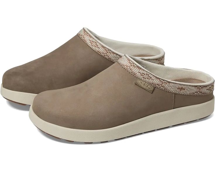 KEEN Elle Mule Suede | Zappos.com Beige Leather Slip-on Clogs, Comfortable Synthetic Clogs With Textured Sole, Casual Beige Leather Clogs, Comfortable Synthetic Clogs With Rubber Sole, Beige Leather Clogs With Removable Insole, Comfortable Beige Leather Clogs, Casual Beige Clogs With Textured Sole, Leather Closed Toe Slip-ons For Outdoor, Leather Slip-ons With Closed Toe For Outdoor