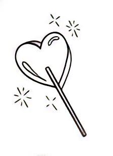 a heart shaped lollipop on a stick with sparklers coming out of it