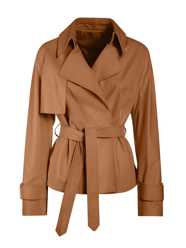 real tan belted leather jacket Brown Belted Cuffs Office Outerwear, Elegant Outerwear With Belt And Lapel Collar, Brown Spring Outerwear With Belted Cuffs, Tailored Fall Outerwear With Self Belt, Brown Belted Cuffs Outerwear For Work, Luxury Belted Blazer For Fall, Formal Fall Outerwear With Belt, Luxury Belted Outerwear For Formal Occasions, Office Brown Belted Outerwear