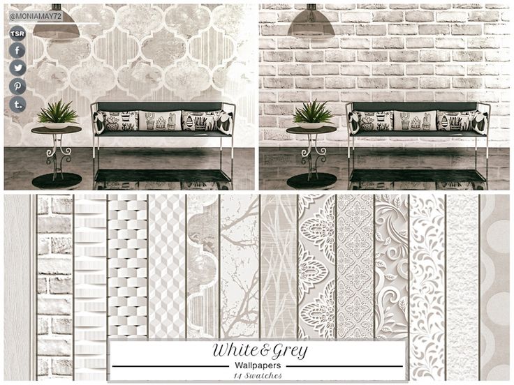 four different views of a white and grey wallpaper