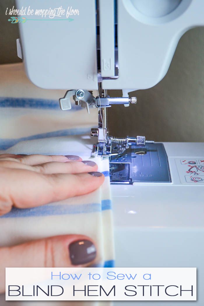 someone using a sewing machine to sew a hand on a piece of fabric with the words how to sew a blind hem stitch