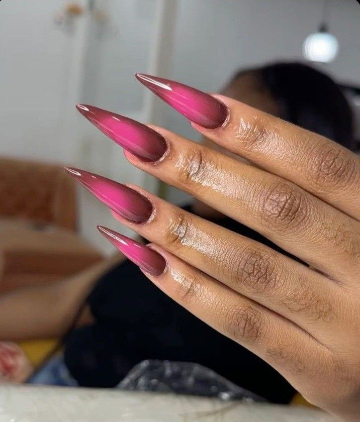 Long Almond Acrylic Nails, Pink Stiletto Nails, Long Almond Nails, Aura Nails, Almond Acrylic, Long Almond, Acrylic Toes, Acrylic Toe Nails, Gothic Nails