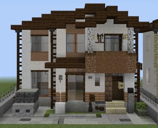 an image of a very nice looking house in the minecraft style with lots of windows