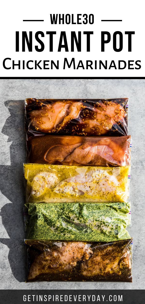 the ingredients for whole 30 instant pot chicken marinades are shown on top of each other