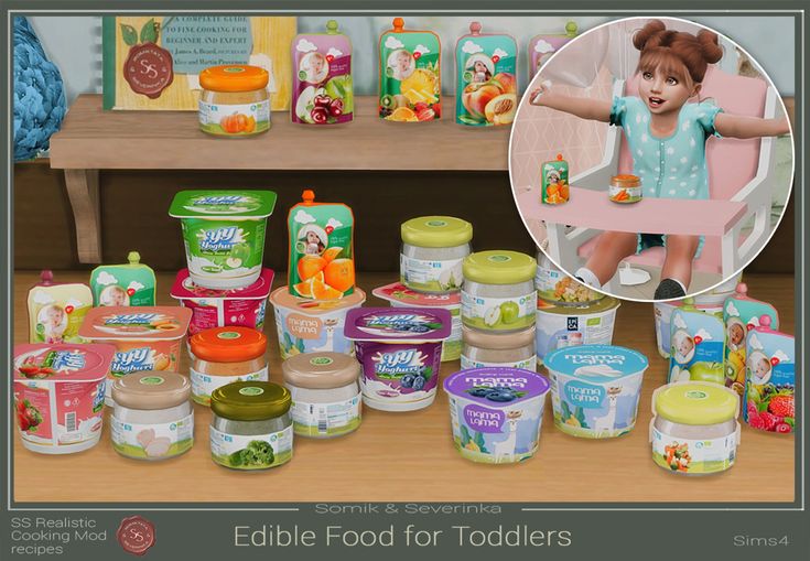 an image of a child's toys and food for toddlers