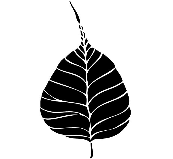 a black and white silhouette of a leaf